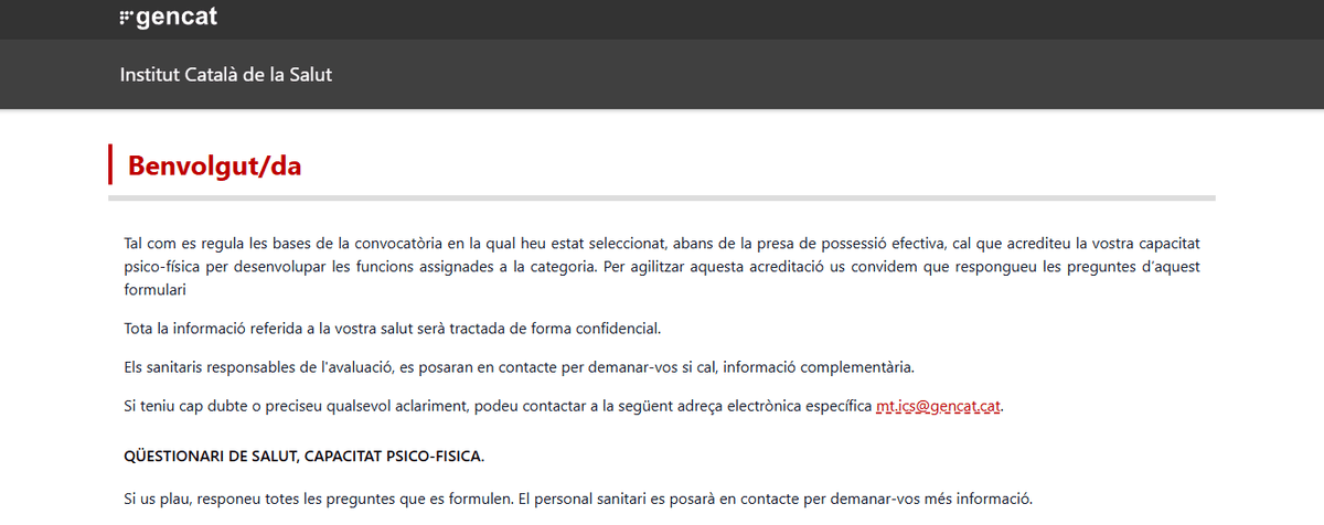 Plataforma de gestión de aptitudes Psicofísicas CatSalut